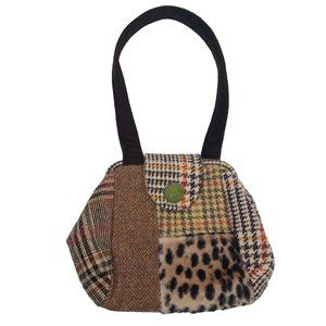 Range of Emotion Jeanea Michelle Purse Dont Forget Your Coat Brown Patches Wool